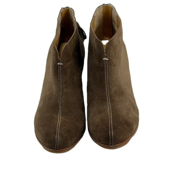 Korks Womens Brown Suede Wedge Ankle Boots 8M With Back Zipper Closure - Picture 3 of 12